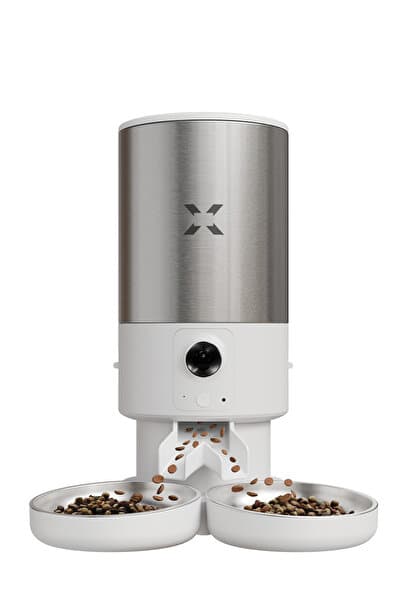 Xenon Smart Akıllı Mama Kabı(Kameralı)&Çift Kase Kiti Paslanmaz Çelik,5L,BPA ,Sesli Görüş Destekli