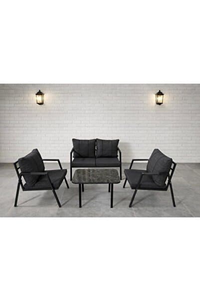 MB GARDEN FURNITURE DREAM Balkon, Bahçe Takımı, Cafe, Metal Kanepe, Koltuk Takımı, Bahçe Mobilyası, 2+1+1 sehpalı