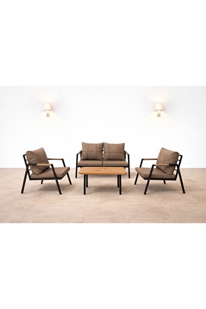 MB GARDEN FURNITURE DREAM Balkon, Bahçe Takımı, Cafe, Metal Kanepe, Koltuk Takımı, Bahçe Mobilyası, 2+1+1 sehpalı