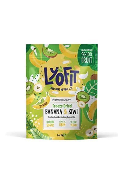 Lyofit Food Muz ve Kivi Kuru Meyve Cipsi - Dondurularak Kurutulmuş Freeze Dried Çıtır Muz ve Kivi 20g
