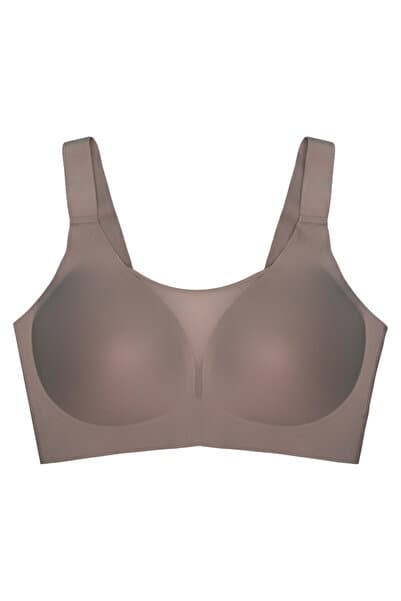 Cottonhill Seamless Bra - Forme | Kahverengi Lazer Kesim Dikişsiz Toparlayıcı Büyük Tüllü Beden Kadın Sütyen