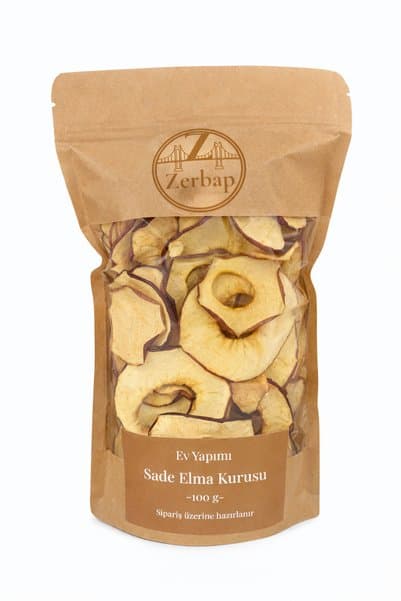 ZERBAP Sade Elma Kurusu 100 g – Kurutulmuş Elma Kurusu, Katkısız Şekersiz Sağlıklı Doğal Atıştırmalık