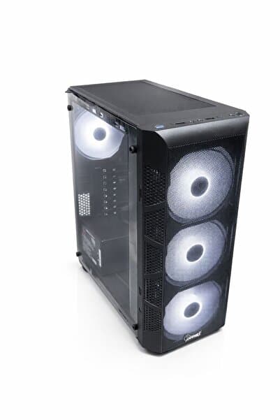 Apphirex LUNA Tuştan Değişebilen ARGB 4X Fanlı M.ATX Temperli Cam Gaming Boş Oyuncu Siyah Bilgisayar Kasası