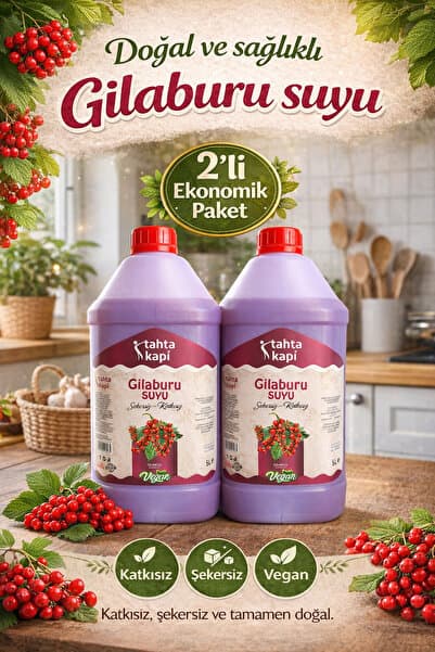 Tahtakapı Tahta Kapı Gilaburu Suyu 5 L x 2 (10 L) Şekersiz Katkısız Vegan