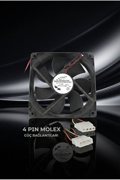 Derwell Yeni 2025 Dc 12v 4 Pinli 120x120mm 12cm Kare Kasa Fanı Molex-pin Soketli Fan Sessiz Siyah