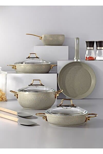 Marbella 8 Parça Nardo Gri Güveç Model Tencere Seti