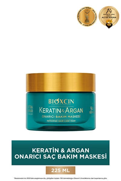 Bioxcin Keratin & Argan Onarıcı Saç Bakım Maskesi 225 Ml - Yıpranmış Ve Hassas Saçlar Botoks Etkili