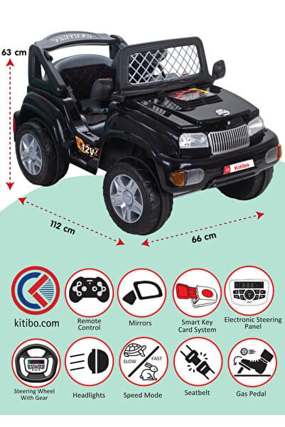 PİLSAN Panther Akülü Araba Siyah 12V – Uzaktan Kumandalı Çocuk Akülü Jeep