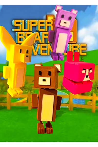 ATOLYETASBAHCE Super Bear Adventure Hareketli Ayı-Tavşan-Tilki Figürü (4'lü Set-8 cm)