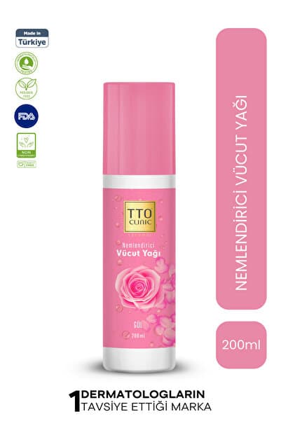TTO Clinic Gül Kokulu Vücut ve Banyo Yağı - Nemlendirici 200 ml