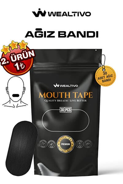 Wealtivo Premium Ağız Bandı 30 Adet, Yumuşak Yapışkanlı Gece Kullanım Uyku Bandı (Mouth Tape)