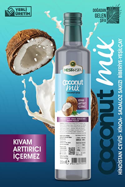 Mesirişifa Coconut Mix Hindistan Cevizi Şurubu 250ml - Kinoa Sadaloz Sakızı Biberiye Yeşilçay İçerikli