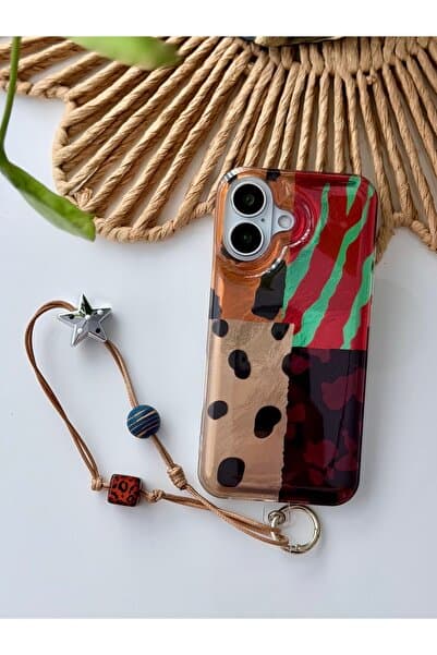 Go Aksesuar Iphone 17 Uyumlu Shine Charm Leopar Tasarımlı Oyuncaklı Esnek Silikon Kılıf