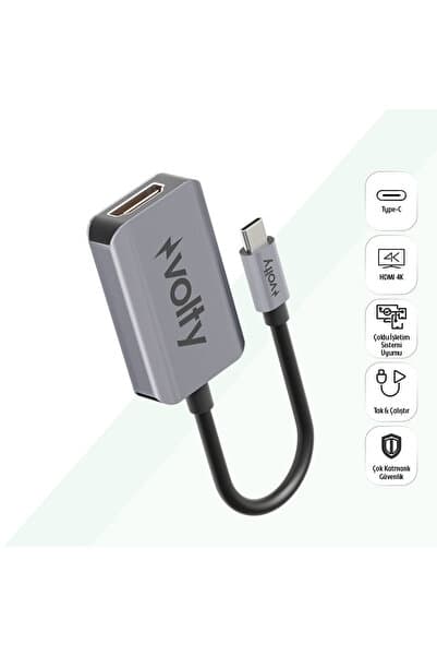 Volty Type-C to HDMI 4K 60Hz Görüntü Aktarıcı | Dönüştürücü, Alüminyum, CS5265 (V0302001)