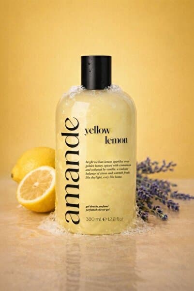 Amande Yellow Lemon Parfüm Duş Jeli 380ml I Vücut Şampuan, Banyo Jeli, Cilt Bakım, Nemlendirici, Besleyici