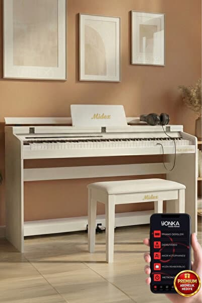 Midex Plx-140 Pro-wh Hammer Action Dijital Piyano Bluetooth Çekiç Aksiyon 88 Tuşlu Kapaklı (Kulaklık Ve Tabure)