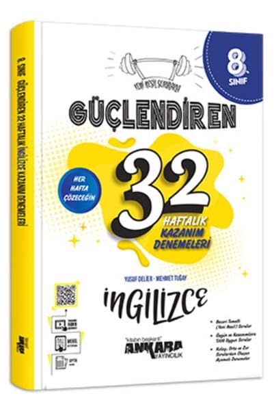 Ankara Yayıncılık 8. Sınıf Güçlendiren 32 Haftalık İngilizce Kazanım Denemeleri
