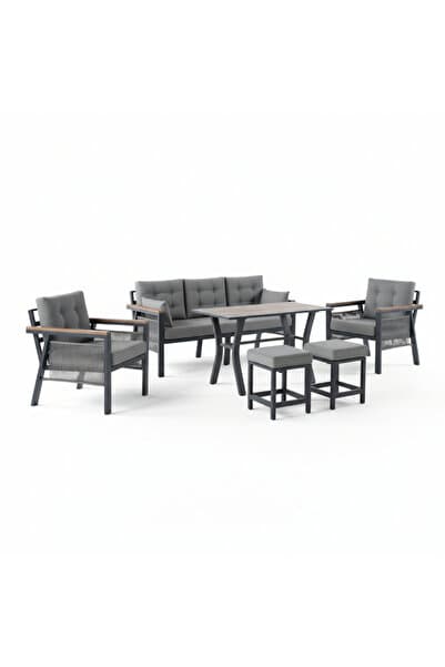 Tu Tienda ALÜMİNYUM ALAÇATI 3+1+1+MASA(70*120)+2PUF BAHÇE BALKON MUTFAK TAKIMI