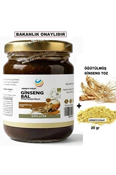 Herşeyi Kolay Bitkisel Mesir Kadın Erkek Ginseng Atom Kuvvetli 240gr Macunu ve Kırmızı Kore Ginseng Toz 20gr