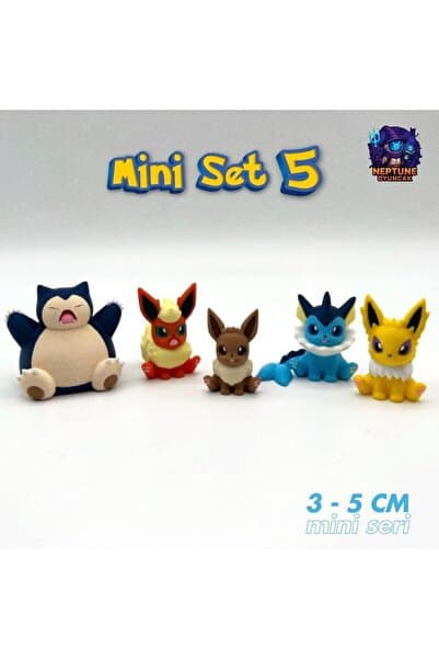 Neptune Pokemon Mini Figür Seti 5 (Snorlax, Eevee, Vaporeon, Jolteon, Flareon)