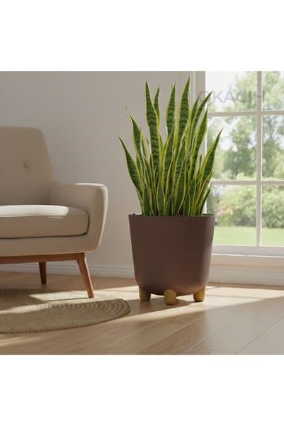 okacih Büyük Modern Stick Line Saksı Akıllı Altlıklı 30x30 Cm 25 Litre