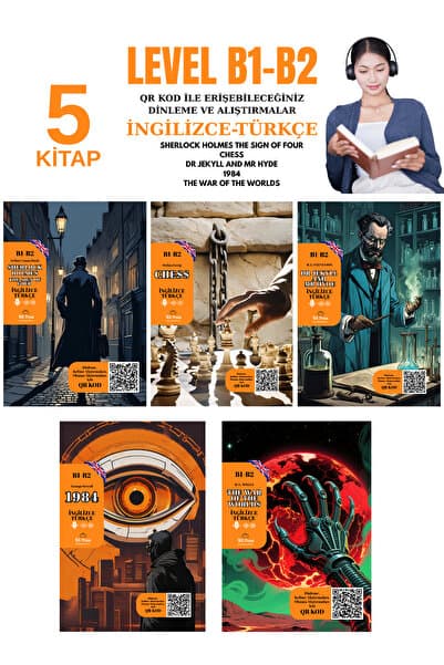 TGR Yayıncılık İngilizce 5'li B1-B2 Seviye Qr Kod ile Dinlemeli ve Alıştırmalı Hikaye Seti