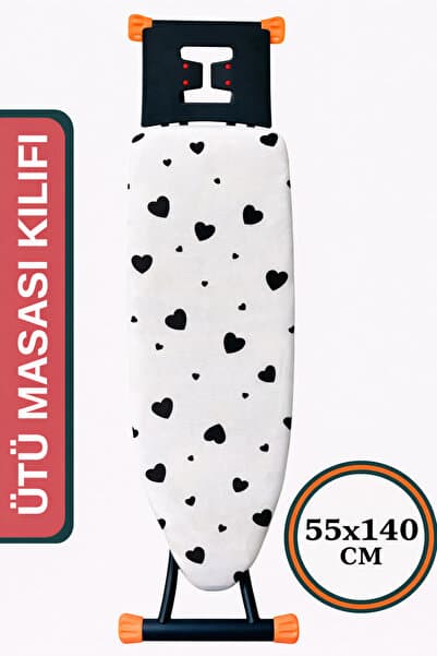 Ütü Masası Kılıfı Büyük Boy İpli Stoperli Keçeli Kılıfı Örtüsü Bezi 55x140cm BLACK LOVE