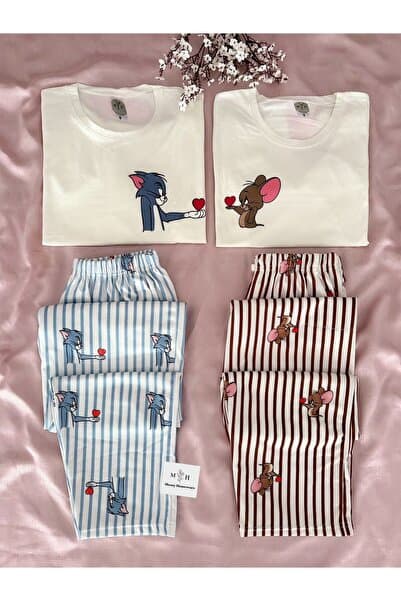 MH Moony Homewears ERKEK Tekli Kedicik Pijama (Çift Pijamasının Erkeği)