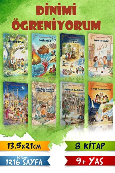 Antoloji Yayınları Dinimi Öğreniyorum - 8 Kitap - Çocuk Dini Eğitim Seti – Namaz, Peygamberimiz, İman ve Değerler