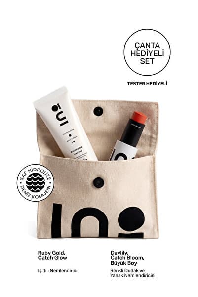 INO Cosmetic Daylily Ruj & Allık Büyük Boy 8,77Gr + Ruby Gold Işıltılı Nemlendirici Yüz Kremi + Makyaj Çantası