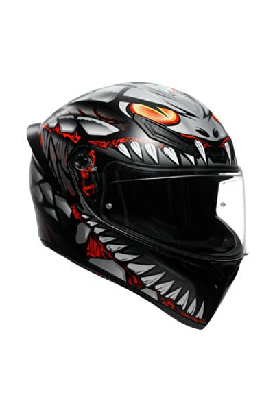 AGV K1 S E2206 Lyzard Mat Siyah Gri Kırmızı Kapalı Kas