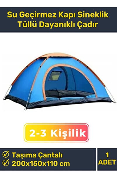 Terrien #Çadır Su Geçirmez Kapı Sineklik Tüllü Dayanıklı Kumaş Pratik Kolay Kurulum 2-3 Kişilik Kamp Çadırı