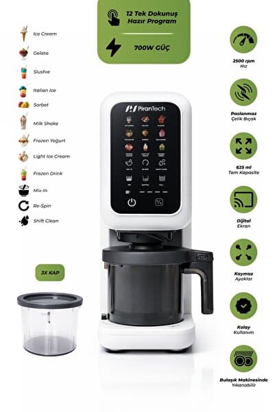 PiranTech DM-26 12 Programlı Dondurma Makinesi | Jelato, Sorbe, Milkshake Yapma Makinesi