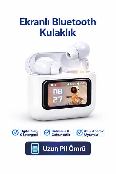 Adeyo Store A9 pro Ekranlı Bluetooth Kulaklık – Dijital Şarj Göstergeli, Dokunmatik, Uzun Pil Ömrü