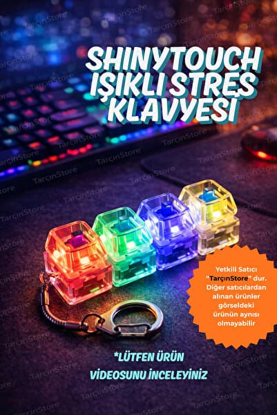 ShinyTouch Işıklı Klavye-Click Sesli Stres Giderici Anahtarlık-KARIŞIK RENK