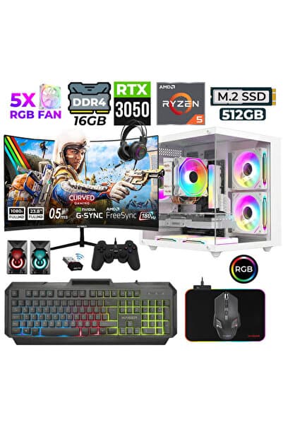 Xaser River X20 Ryzen 5 5500 16GB Ram 512GB M.2 NVMe SSD 6GB RTX3050 23.8" 180Hz Oyuncu Tavsiye Sist