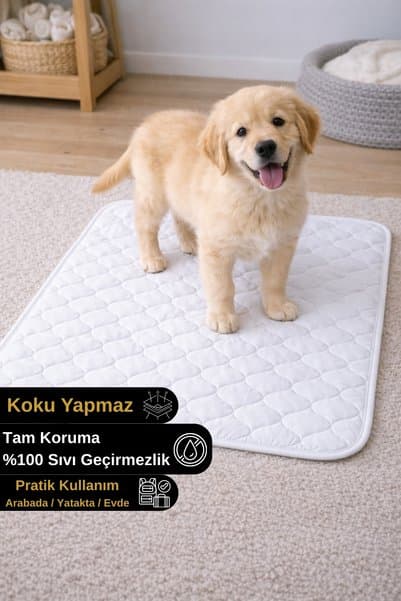 Senpai PetSafe Kapitone Sıvı Geçirmez Yıkanabilir Kedi Köpek Çiş Pedi Pamuklu Ev İçi Eğitim ve Koruyucu Ped