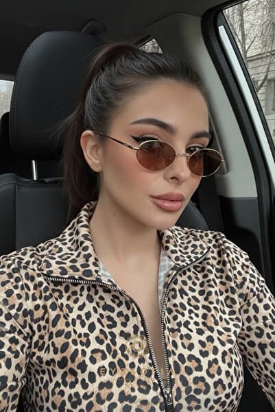 Eyesofia Milenya Gold Kahverengi Elips Metal Unısex Güneş Gözlüğü