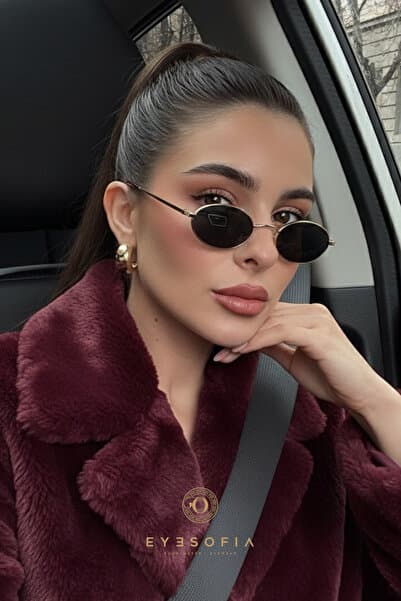 Eyesofia Milenya Gold Siyah Elips Metal Unısex Güneş Gözlüğü