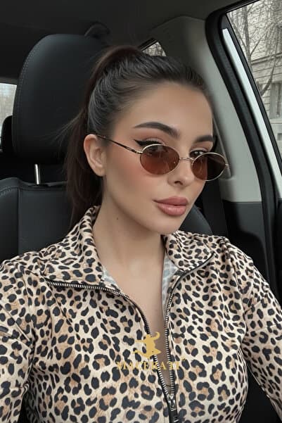 Della Pianto Unisex Elips Metal Altın Kahverengi Güneş Gözlüğü