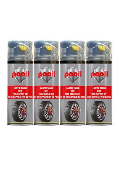 POOLL Lastik Tamir Kiti Lastik Tamir Spreyi 400 ML Otomobil Suv Motosiklet Lastik Tamir Kiti 4 Adet