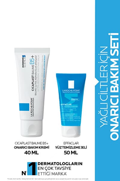 La Roche Posay Yağlı Ciltler İçin Onarıcı Bakım Seti: Cicaplast Baume 40ml & Effaclar Yüz Temizleyici 50ml