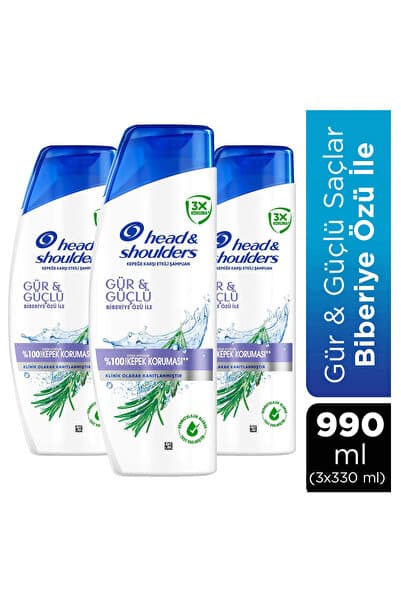 Head & Shoulders Biberiye Özlü Gür ve Güçlü Saçlar Kepeğe Karşı Etkili Şampuan 330ml X3