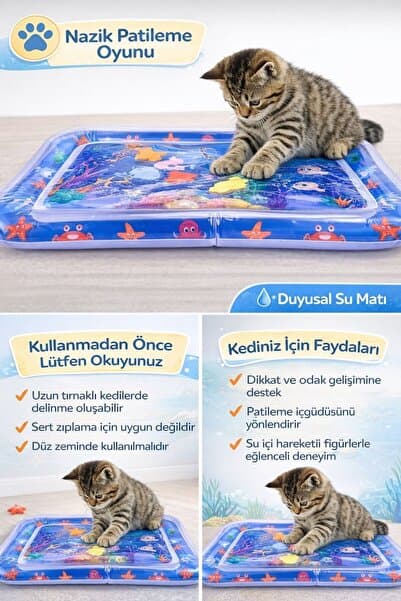 yalıpet Kediler için Su Duyusal Oyun Matı