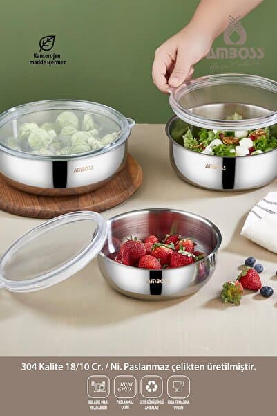 Prime 6 Parça Kapaklı Çelik Saklama Kabı