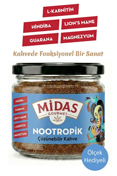 Nootropik - L-Karnitin, Guarana, Lion's Mane ve Magnezyum İçeren Hindiba Kahvesi 120g Cam Kavanoz