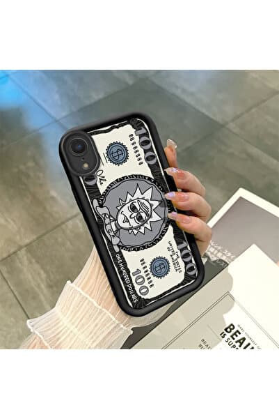 ucuc iPhone XR Uyumlu Siyah Silikon Kılıf Darbeye Dayanıklı Kamera Korumalı Karikatür Deseni