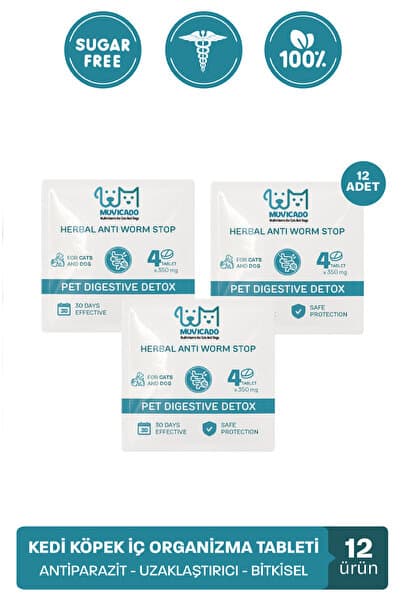 muvicado Kedi Köpek İçin Lezzetli Bitkisel İç Anti Parazit Herbal Tableti Kedi ve Köpek Parazit Hapı