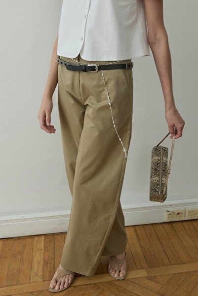 Suud Collection Haki Raffy Geniş Paça Pantolon