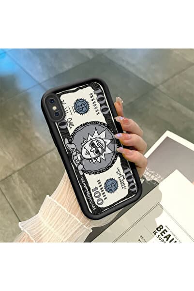 ucuc iPhone X/XS Uyumlu Siyah Silikon Kılıf Darbeye Dayanıklı Kamera Korumalı Karikatür Deseni